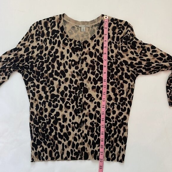 Halogen Leopard Print Crewneck Cardigan - Picture 6 of 8